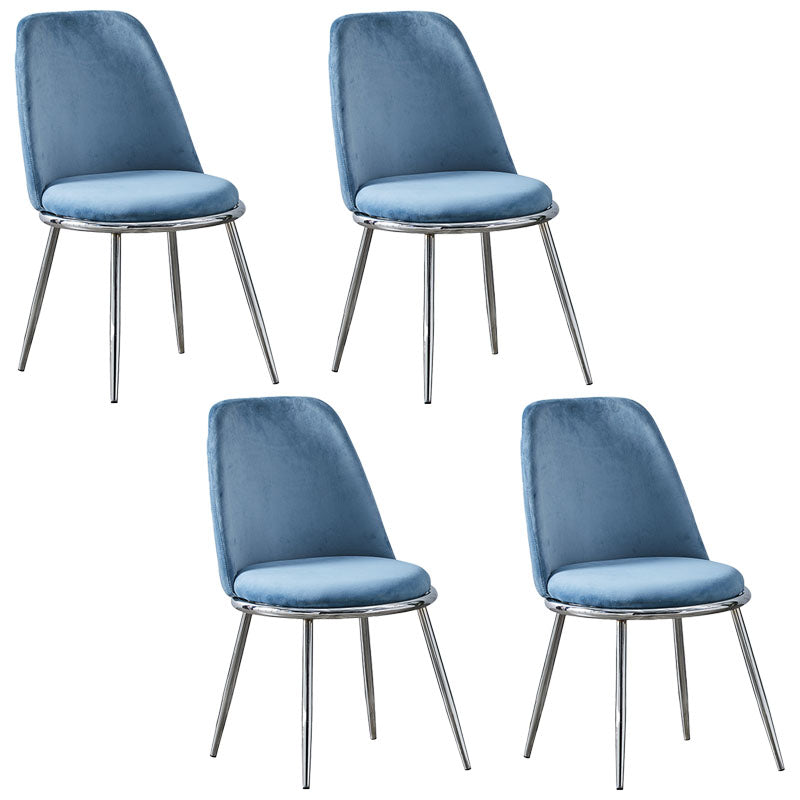 Velvet Scandinavian Dining Room Side Chair Parsons Matte Finish Dining Chair Light Blue 4 Piece Set Silver Clearhalo ' kitchen&dining_furn' 'Dining Chairs' 'Dining Tables & Seating' 'dining_chair' 'furn' 'furn_dining_chair' 'Furniture' 'furniture_dining_chair' 'Kitchen & Dining Furniture' 'kitchen' 4096797