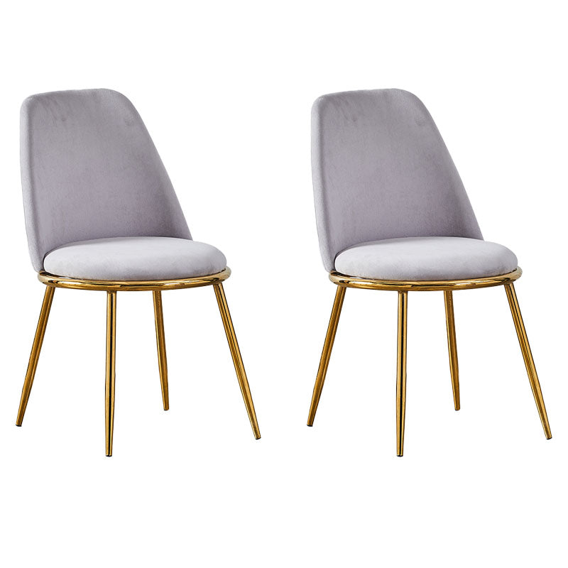 Velvet Scandinavian Dining Room Side Chair Parsons Matte Finish Dining Chair Light Gray 2 Piece Set Brass Gold Clearhalo ' kitchen&dining_furn' 'Dining Chairs' 'Dining Tables & Seating' 'dining_chair' 'furn' 'furn_dining_chair' 'Furniture' 'furniture_dining_chair' 'Kitchen & Dining Furniture' 'kitchen' 4096802