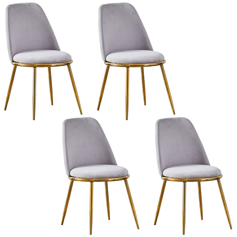 Velvet Scandinavian Dining Room Side Chair Parsons Matte Finish Dining Chair Light Gray 4 Piece Set Brass Gold Clearhalo ' kitchen&dining_furn' 'Dining Chairs' 'Dining Tables & Seating' 'dining_chair' 'furn' 'furn_dining_chair' 'Furniture' 'furniture_dining_chair' 'Kitchen & Dining Furniture' 'kitchen' 4096803