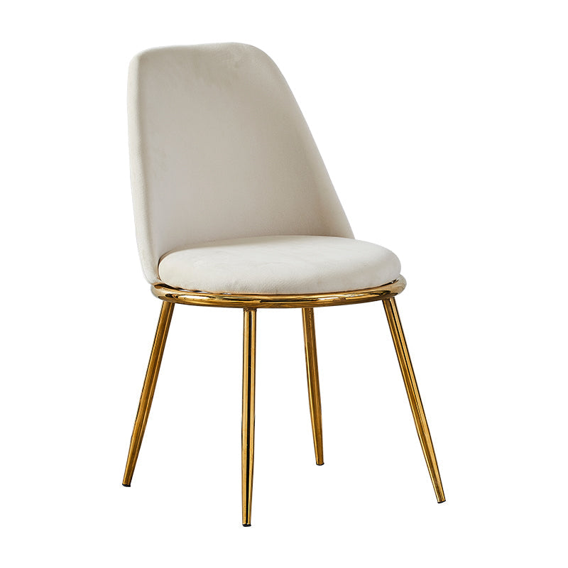 Velvet Scandinavian Dining Room Side Chair Parsons Matte Finish Dining Chair Off-White 1 Piece Brass Gold Clearhalo ' kitchen&dining_furn' 'Dining Chairs' 'Dining Tables & Seating' 'dining_chair' 'furn' 'furn_dining_chair' 'Furniture' 'furniture_dining_chair' 'Kitchen & Dining Furniture' 'kitchen' 4096816