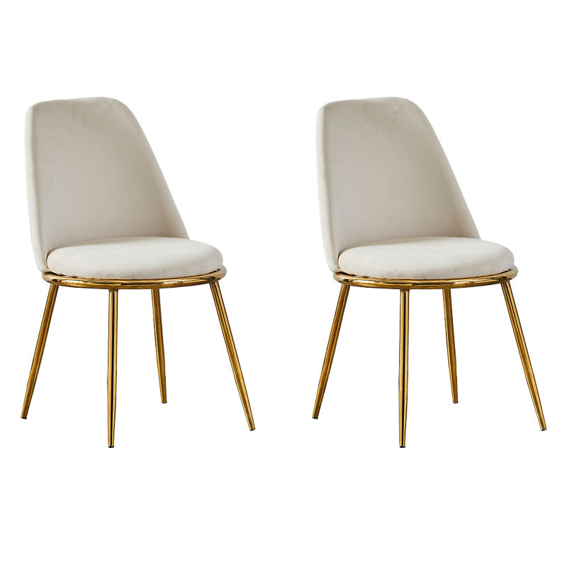 Velvet Scandinavian Dining Room Side Chair Parsons Matte Finish Dining Chair Off-White 2 Piece Set Brass Gold Clearhalo ' kitchen&dining_furn' 'Dining Chairs' 'Dining Tables & Seating' 'dining_chair' 'furn' 'furn_dining_chair' 'Furniture' 'furniture_dining_chair' 'Kitchen & Dining Furniture' 'kitchen' 4096817