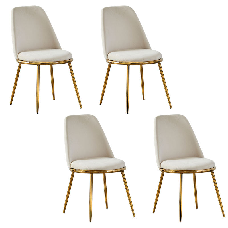 Velvet Scandinavian Dining Room Side Chair Parsons Matte Finish Dining Chair Off-White 4 Piece Set Brass Gold Clearhalo ' kitchen&dining_furn' 'Dining Chairs' 'Dining Tables & Seating' 'dining_chair' 'furn' 'furn_dining_chair' 'Furniture' 'furniture_dining_chair' 'Kitchen & Dining Furniture' 'kitchen' 4096818