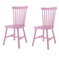 Indoor Scandinavian Side Chair Wood Upholstered Windsor Back Dining Room Chair (Set of 2) Pink Clearhalo ' kitchen&dining_furn' 'Dining Chairs' 'Dining Tables & Seating' 'dining_chair' 'furn' 'furn_dining_chair' 'Furniture' 'furniture_dining_chair' 'Kitchen & Dining Furniture' 'kitchen' 4096821