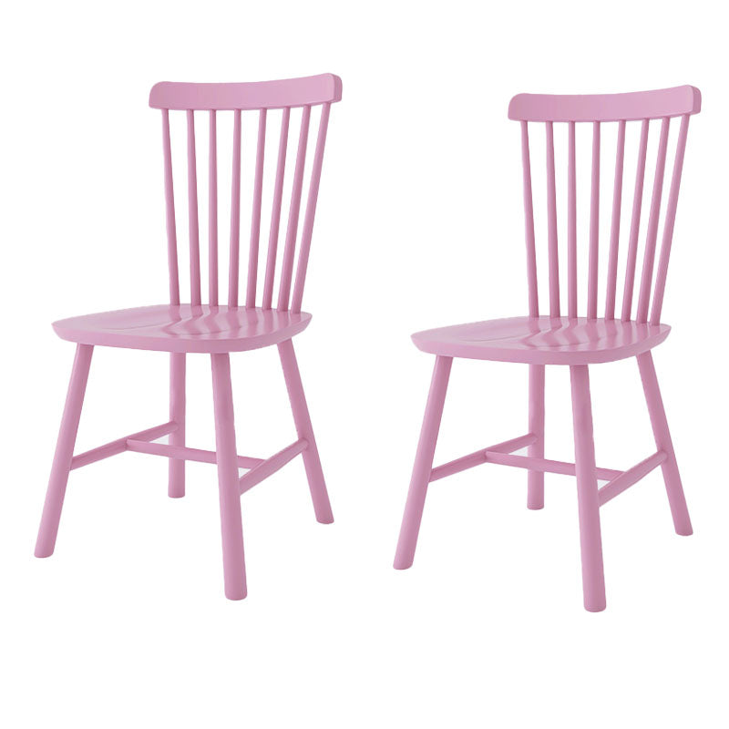 Indoor Scandinavian Side Chair Wood Upholstered Windsor Back Dining Room Chair (Set of 2) Pink Clearhalo ' kitchen&dining_furn' 'Dining Chairs' 'Dining Tables & Seating' 'dining_chair' 'furn' 'furn_dining_chair' 'Furniture' 'furniture_dining_chair' 'Kitchen & Dining Furniture' 'kitchen' 4096821