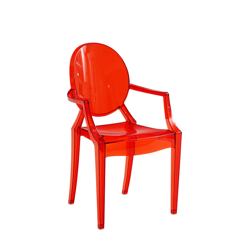 Nordic Style Plastic Dining Armchair Open Back Dining Side Chair for Home Use Red 1 Piece Clearhalo ' kitchen&dining_furn' 'Dining Chairs' 'Dining Tables & Seating' 'dining_chair' 'furn' 'furn_dining_chair' 'Furniture' 'furniture_dining_chair' 'Kitchen & Dining Furniture' 'kitchen' 4096837