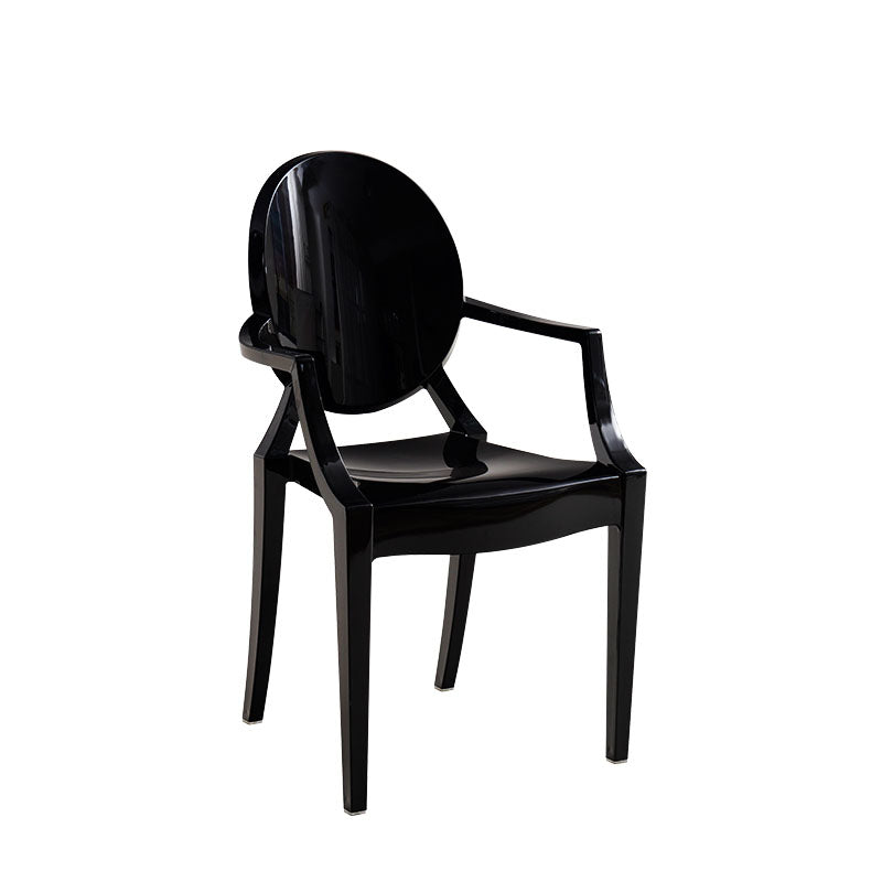 Nordic Style Plastic Dining Armchair Open Back Dining Side Chair for Home Use Black 1 Piece Clearhalo ' kitchen&dining_furn' 'Dining Chairs' 'Dining Tables & Seating' 'dining_chair' 'furn' 'furn_dining_chair' 'Furniture' 'furniture_dining_chair' 'Kitchen & Dining Furniture' 'kitchen' 4096842