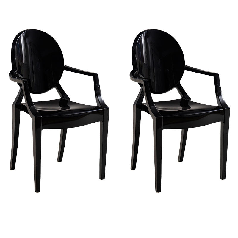 Nordic Style Plastic Dining Armchair Open Back Dining Side Chair for Home Use Black 2 Piece Set Clearhalo ' kitchen&dining_furn' 'Dining Chairs' 'Dining Tables & Seating' 'dining_chair' 'furn' 'furn_dining_chair' 'Furniture' 'furniture_dining_chair' 'Kitchen & Dining Furniture' 'kitchen' 4096844