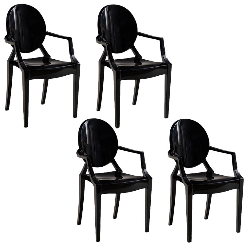 Nordic Style Plastic Dining Armchair Open Back Dining Side Chair for Home Use Black 4 Piece Set Clearhalo ' kitchen&dining_furn' 'Dining Chairs' 'Dining Tables & Seating' 'dining_chair' 'furn' 'furn_dining_chair' 'Furniture' 'furniture_dining_chair' 'Kitchen & Dining Furniture' 'kitchen' 4096846