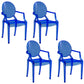 Nordic Style Plastic Dining Armchair Open Back Dining Side Chair for Home Use Dark Blue 4 Piece Set Clearhalo ' kitchen&dining_furn' 'Dining Chairs' 'Dining Tables & Seating' 'dining_chair' 'furn' 'furn_dining_chair' 'Furniture' 'furniture_dining_chair' 'Kitchen & Dining Furniture' 'kitchen' 4096856