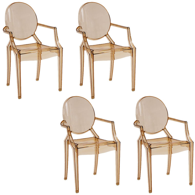Nordic Style Plastic Dining Armchair Open Back Dining Side Chair for Home Use Amber 4 Piece Set Clearhalo ' kitchen&dining_furn' 'Dining Chairs' 'Dining Tables & Seating' 'dining_chair' 'furn' 'furn_dining_chair' 'Furniture' 'furniture_dining_chair' 'Kitchen & Dining Furniture' 'kitchen' 4096859