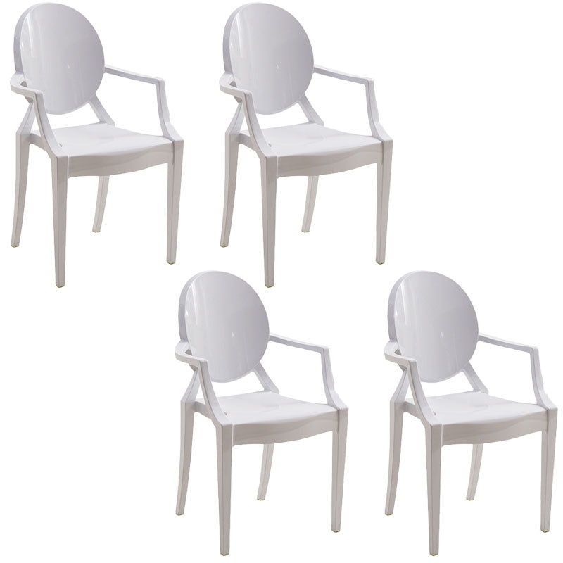 Nordic Style Plastic Dining Armchair Open Back Dining Side Chair for Home Use White 4 Piece Set Clearhalo ' kitchen&dining_furn' 'Dining Chairs' 'Dining Tables & Seating' 'dining_chair' 'furn' 'furn_dining_chair' 'Furniture' 'furniture_dining_chair' 'Kitchen & Dining Furniture' 'kitchen' 4096862