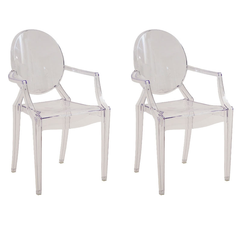 Nordic Style Plastic Dining Armchair Open Back Dining Side Chair for Home Use Clear 2 Piece Set Clearhalo ' kitchen&dining_furn' 'Dining Chairs' 'Dining Tables & Seating' 'dining_chair' 'furn' 'furn_dining_chair' 'Furniture' 'furniture_dining_chair' 'Kitchen & Dining Furniture' 'kitchen' 4096864
