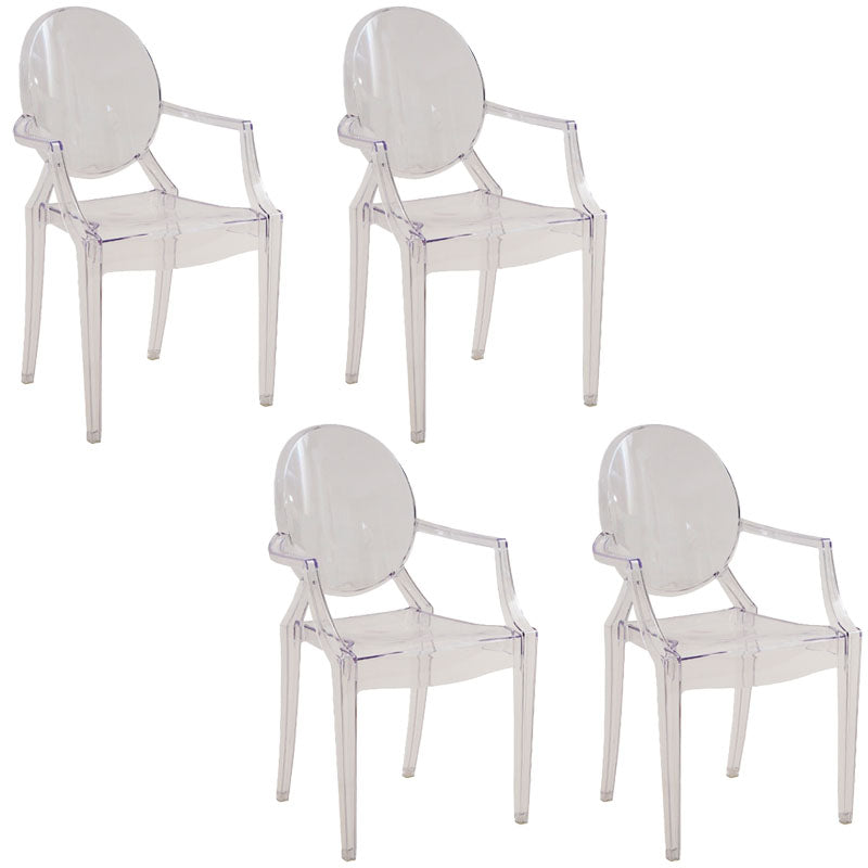 Nordic Style Plastic Dining Armchair Open Back Dining Side Chair for Home Use Clear 4 Piece Set Clearhalo ' kitchen&dining_furn' 'Dining Chairs' 'Dining Tables & Seating' 'dining_chair' 'furn' 'furn_dining_chair' 'Furniture' 'furniture_dining_chair' 'Kitchen & Dining Furniture' 'kitchen' 4096865