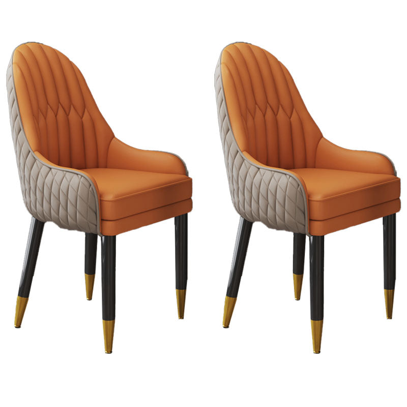 Scandinavian Indoor Arm Chair Upholstered Parsons Back Wood Dining Room Chair Khaki-Orange 2 Piece Set Clearhalo ' kitchen&dining_furn' 'Dining Chairs' 'Dining Tables & Seating' 'dining_chair' 'furn' 'furn_dining_chair' 'Furniture' 'furniture_dining_chair' 'Kitchen & Dining Furniture' 'kitchen' 4096881