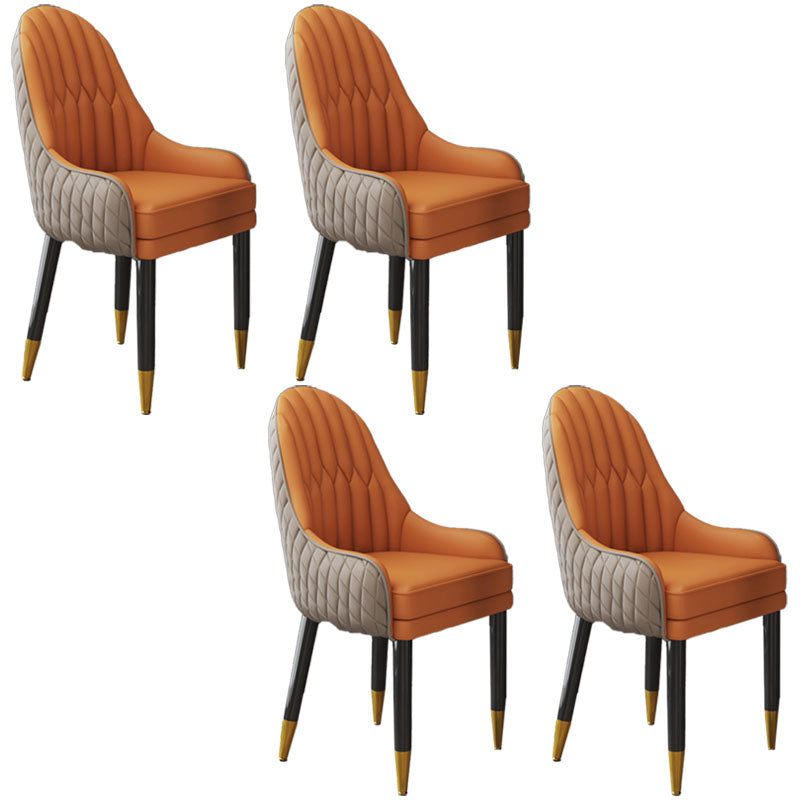 Scandinavian Indoor Arm Chair Upholstered Parsons Back Wood Dining Room Chair Khaki-Orange 4 Piece Set Clearhalo ' kitchen&dining_furn' 'Dining Chairs' 'Dining Tables & Seating' 'dining_chair' 'furn' 'furn_dining_chair' 'Furniture' 'furniture_dining_chair' 'Kitchen & Dining Furniture' 'kitchen' 4096883