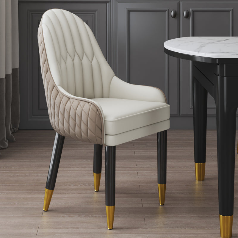 Scandinavian Indoor Arm Chair Upholstered Parsons Back Wood Dining Room Chair Khaki-White 1 Piece Clearhalo ' kitchen&dining_furn' 'Dining Chairs' 'Dining Tables & Seating' 'dining_chair' 'furn' 'furn_dining_chair' 'Furniture' 'furniture_dining_chair' 'Kitchen & Dining Furniture' 'kitchen' 4096885