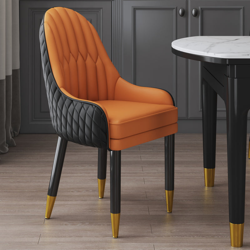 Scandinavian Indoor Arm Chair Upholstered Parsons Back Wood Dining Room Chair Orange Black 1 Piece Clearhalo ' kitchen&dining_furn' 'Dining Chairs' 'Dining Tables & Seating' 'dining_chair' 'furn' 'furn_dining_chair' 'Furniture' 'furniture_dining_chair' 'Kitchen & Dining Furniture' 'kitchen' 4096891