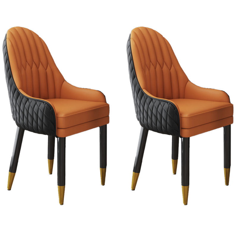 Scandinavian Indoor Arm Chair Upholstered Parsons Back Wood Dining Room Chair Orange Black 2 Piece Set Clearhalo ' kitchen&dining_furn' 'Dining Chairs' 'Dining Tables & Seating' 'dining_chair' 'furn' 'furn_dining_chair' 'Furniture' 'furniture_dining_chair' 'Kitchen & Dining Furniture' 'kitchen' 4096892