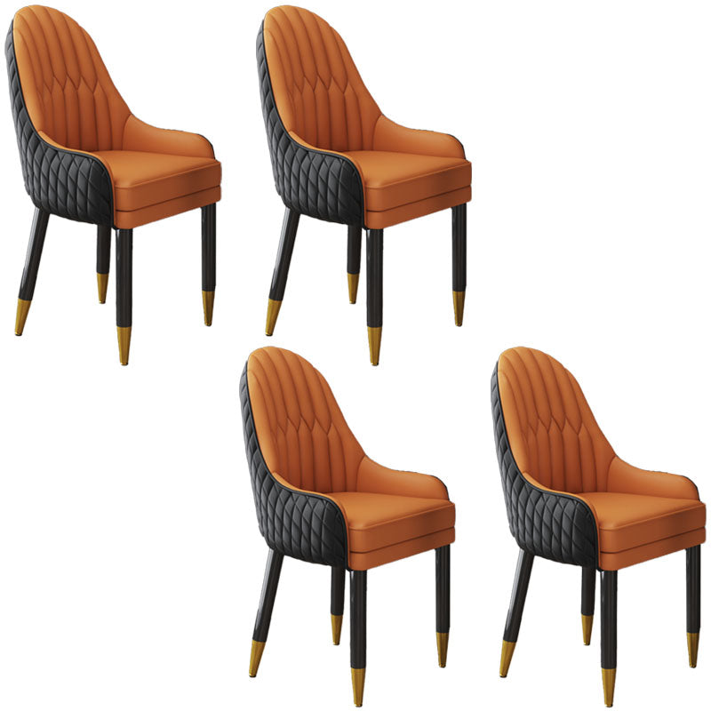 Scandinavian Indoor Arm Chair Upholstered Parsons Back Wood Dining Room Chair Orange Black 4 Piece Set Clearhalo ' kitchen&dining_furn' 'Dining Chairs' 'Dining Tables & Seating' 'dining_chair' 'furn' 'furn_dining_chair' 'Furniture' 'furniture_dining_chair' 'Kitchen & Dining Furniture' 'kitchen' 4096893