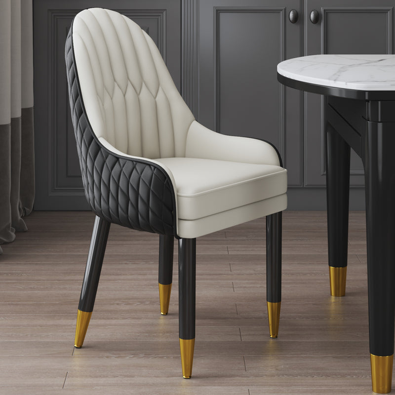 Scandinavian Indoor Arm Chair Upholstered Parsons Back Wood Dining Room Chair Black White 1 Piece Clearhalo ' kitchen&dining_furn' 'Dining Chairs' 'Dining Tables & Seating' 'dining_chair' 'furn' 'furn_dining_chair' 'Furniture' 'furniture_dining_chair' 'Kitchen & Dining Furniture' 'kitchen' 4096900