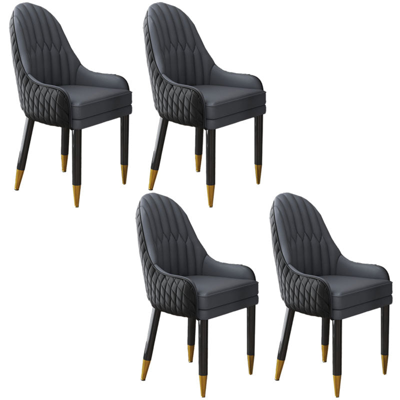 Scandinavian Indoor Arm Chair Upholstered Parsons Back Wood Dining Room Chair Black-Gray 4 Piece Set Clearhalo ' kitchen&dining_furn' 'Dining Chairs' 'Dining Tables & Seating' 'dining_chair' 'furn' 'furn_dining_chair' 'Furniture' 'furniture_dining_chair' 'Kitchen & Dining Furniture' 'kitchen' 4096905