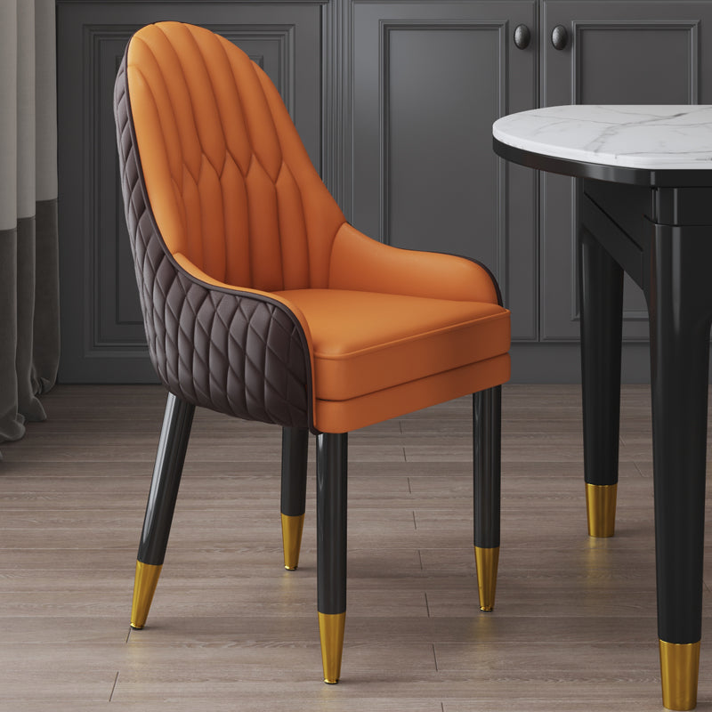 Scandinavian Indoor Arm Chair Upholstered Parsons Back Wood Dining Room Chair Yellow-Brown 1 Piece Clearhalo ' kitchen&dining_furn' 'Dining Chairs' 'Dining Tables & Seating' 'dining_chair' 'furn' 'furn_dining_chair' 'Furniture' 'furniture_dining_chair' 'Kitchen & Dining Furniture' 'kitchen' 4096912