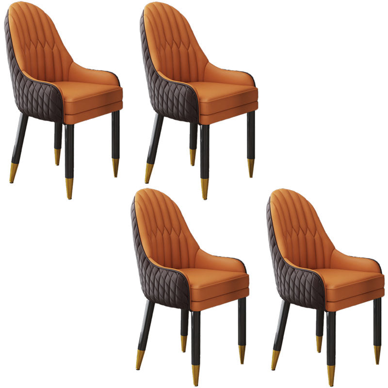 Scandinavian Indoor Arm Chair Upholstered Parsons Back Wood Dining Room Chair Yellow-Brown 4 Piece Set Clearhalo ' kitchen&dining_furn' 'Dining Chairs' 'Dining Tables & Seating' 'dining_chair' 'furn' 'furn_dining_chair' 'Furniture' 'furniture_dining_chair' 'Kitchen & Dining Furniture' 'kitchen' 4096914