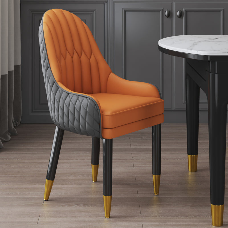 Scandinavian Indoor Arm Chair Upholstered Parsons Back Wood Dining Room Chair Orange-Gray 1 Piece Clearhalo ' kitchen&dining_furn' 'Dining Chairs' 'Dining Tables & Seating' 'dining_chair' 'furn' 'furn_dining_chair' 'Furniture' 'furniture_dining_chair' 'Kitchen & Dining Furniture' 'kitchen' 4096915
