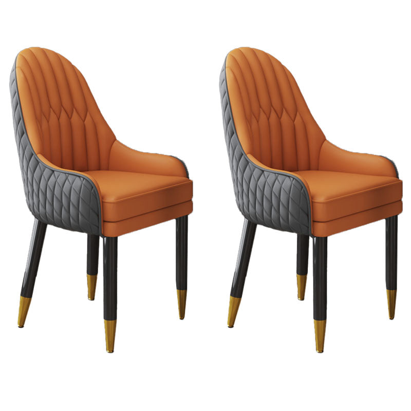 Scandinavian Indoor Arm Chair Upholstered Parsons Back Wood Dining Room Chair Orange-Gray 2 Piece Set Clearhalo ' kitchen&dining_furn' 'Dining Chairs' 'Dining Tables & Seating' 'dining_chair' 'furn' 'furn_dining_chair' 'Furniture' 'furniture_dining_chair' 'Kitchen & Dining Furniture' 'kitchen' 4096916