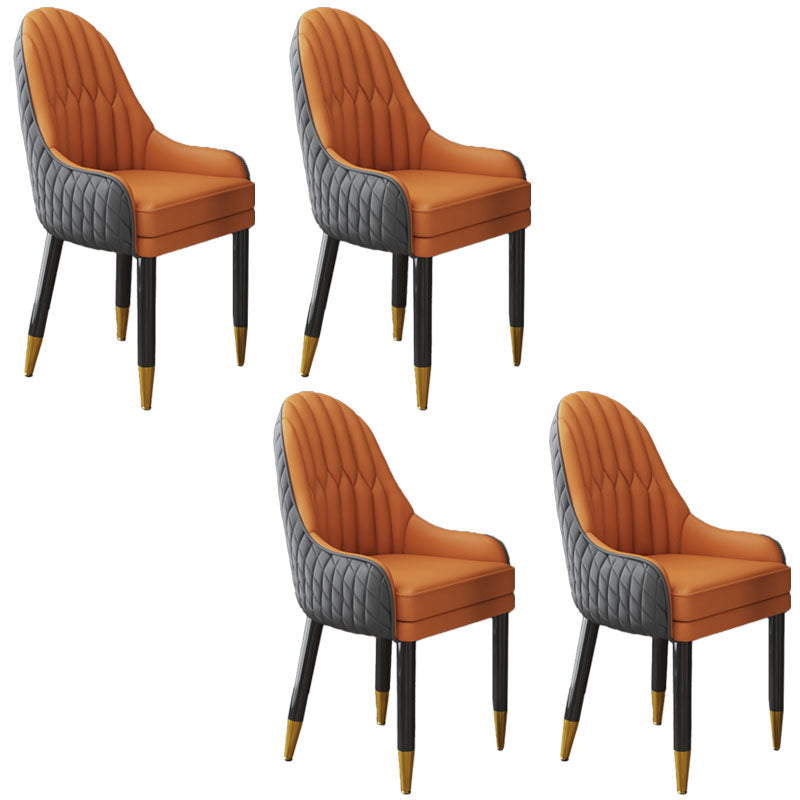 Scandinavian Indoor Arm Chair Upholstered Parsons Back Wood Dining Room Chair Orange-Gray 4 Piece Set Clearhalo ' kitchen&dining_furn' 'Dining Chairs' 'Dining Tables & Seating' 'dining_chair' 'furn' 'furn_dining_chair' 'Furniture' 'furniture_dining_chair' 'Kitchen & Dining Furniture' 'kitchen' 4096917