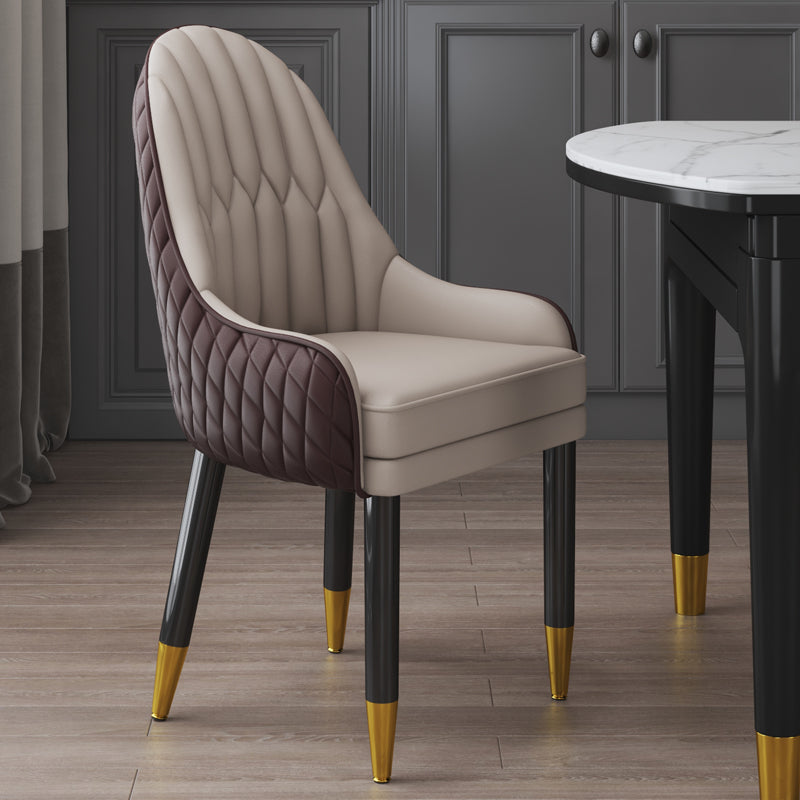 Scandinavian Indoor Arm Chair Upholstered Parsons Back Wood Dining Room Chair Brown-Khaki 1 Piece Clearhalo ' kitchen&dining_furn' 'Dining Chairs' 'Dining Tables & Seating' 'dining_chair' 'furn' 'furn_dining_chair' 'Furniture' 'furniture_dining_chair' 'Kitchen & Dining Furniture' 'kitchen' 4096918