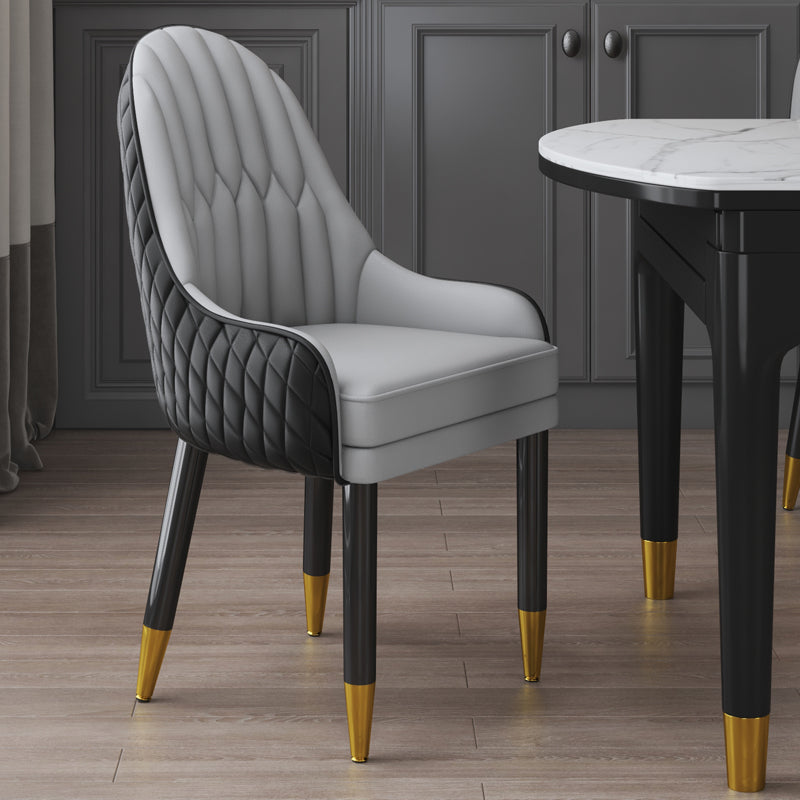 Scandinavian Indoor Arm Chair Upholstered Parsons Back Wood Dining Room Chair Black Gray-White 1 Piece Clearhalo ' kitchen&dining_furn' 'Dining Chairs' 'Dining Tables & Seating' 'dining_chair' 'furn' 'furn_dining_chair' 'Furniture' 'furniture_dining_chair' 'Kitchen & Dining Furniture' 'kitchen' 4096921