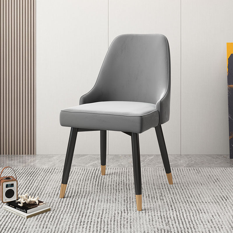 Glam Metal Dining Armless Chairs PU Leather Dining Parsons Chairs for Restaurant Light Gray 1 Piece Clearhalo ' kitchen&dining_furn' 'Dining Chairs' 'Dining Tables & Seating' 'dining_chair' 'furn' 'furn_dining_chair' 'Furniture' 'furniture_dining_chair' 'Kitchen & Dining Furniture' 'kitchen' 4096935