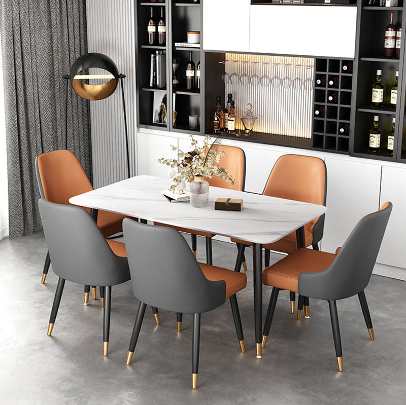 Glam Metal Dining Armless Chairs PU Leather Dining Parsons Chairs for Restaurant Clearhalo ' kitchen&dining_furn' 'Dining Chairs' 'Dining Tables & Seating' 'dining_chair' 'furn' 'furn_dining_chair' 'Furniture' 'furniture_dining_chair' 'Kitchen & Dining Furniture' 'kitchen' 4096936