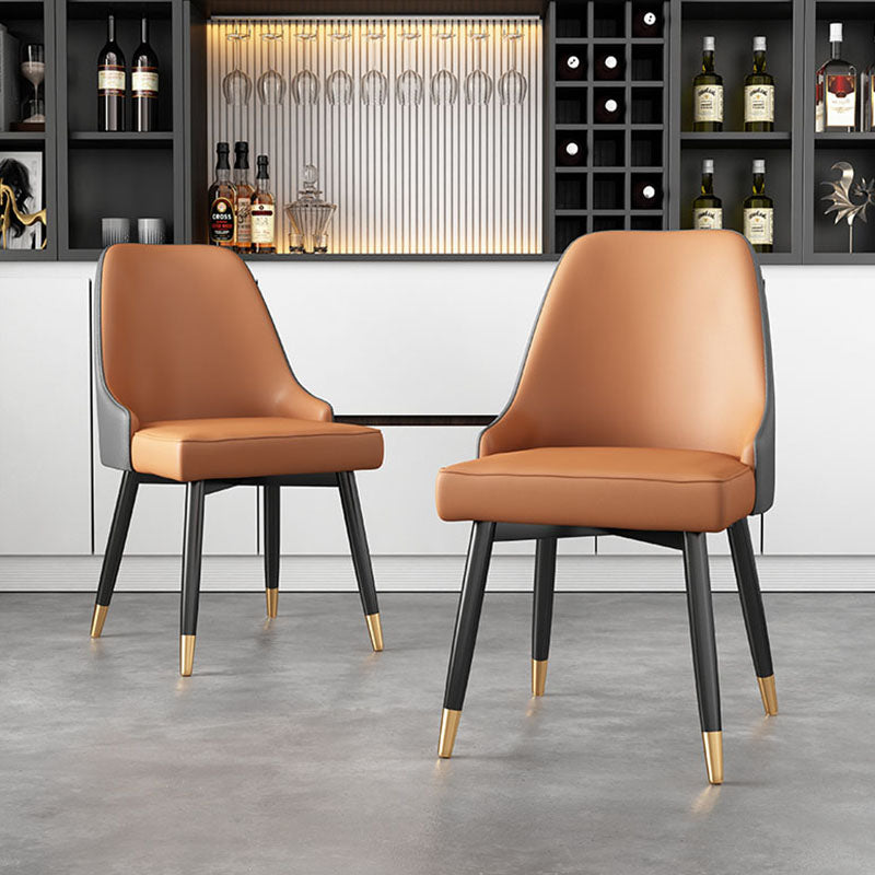 Glam Metal Dining Armless Chairs PU Leather Dining Parsons Chairs for Restaurant Clearhalo ' kitchen&dining_furn' 'Dining Chairs' 'Dining Tables & Seating' 'dining_chair' 'furn' 'furn_dining_chair' 'Furniture' 'furniture_dining_chair' 'Kitchen & Dining Furniture' 'kitchen' 4096939