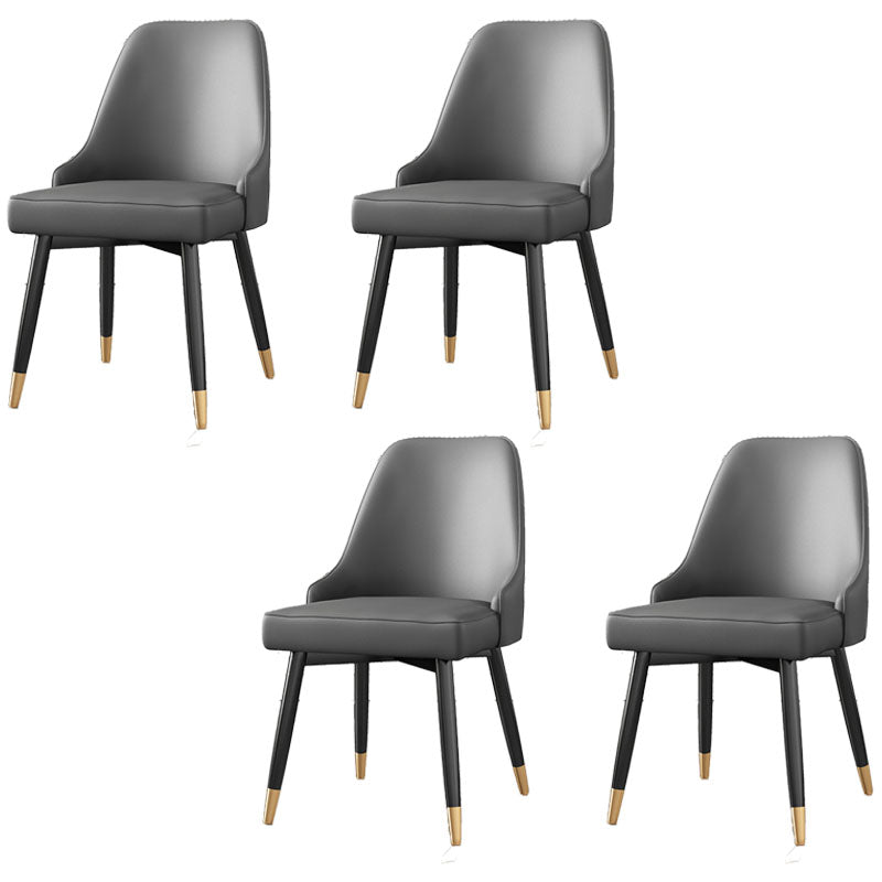 Glam Metal Dining Armless Chairs PU Leather Dining Parsons Chairs for Restaurant Dark Gray 4 Piece Set Clearhalo ' kitchen&dining_furn' 'Dining Chairs' 'Dining Tables & Seating' 'dining_chair' 'furn' 'furn_dining_chair' 'Furniture' 'furniture_dining_chair' 'Kitchen & Dining Furniture' 'kitchen' 4096945