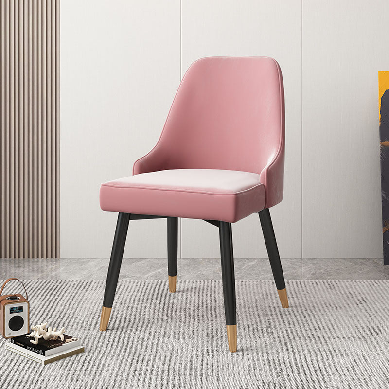 Glam Metal Dining Armless Chairs PU Leather Dining Parsons Chairs for Restaurant Pink 1 Piece Clearhalo ' kitchen&dining_furn' 'Dining Chairs' 'Dining Tables & Seating' 'dining_chair' 'furn' 'furn_dining_chair' 'Furniture' 'furniture_dining_chair' 'Kitchen & Dining Furniture' 'kitchen' 4096946