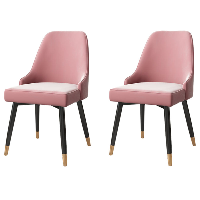 Glam Metal Dining Armless Chairs PU Leather Dining Parsons Chairs for Restaurant Pink 2 Piece Set Clearhalo ' kitchen&dining_furn' 'Dining Chairs' 'Dining Tables & Seating' 'dining_chair' 'furn' 'furn_dining_chair' 'Furniture' 'furniture_dining_chair' 'Kitchen & Dining Furniture' 'kitchen' 4096949