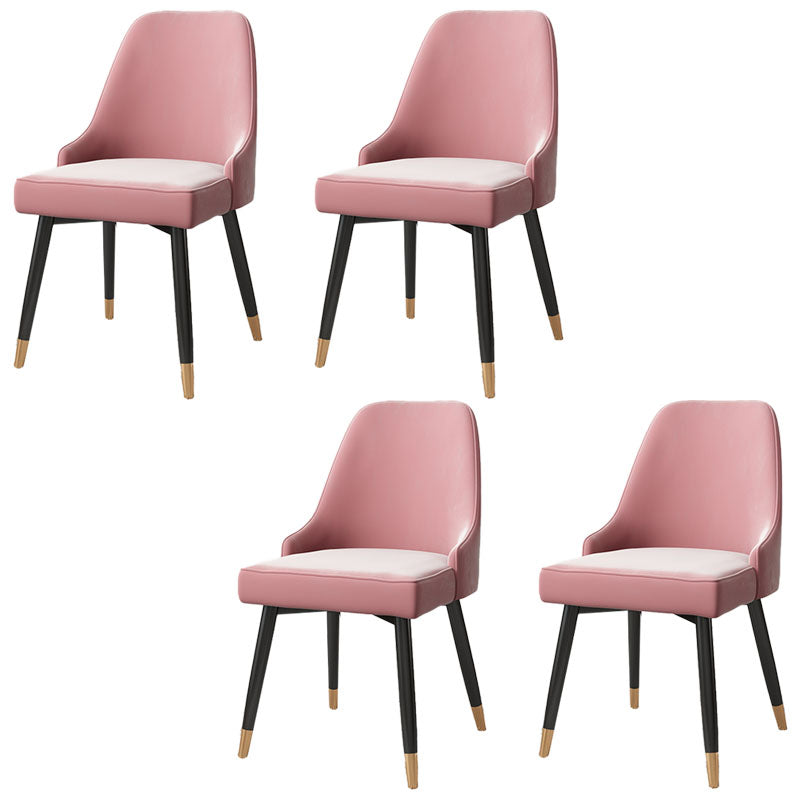 Glam Metal Dining Armless Chairs PU Leather Dining Parsons Chairs for Restaurant Pink 4 Piece Set Clearhalo ' kitchen&dining_furn' 'Dining Chairs' 'Dining Tables & Seating' 'dining_chair' 'furn' 'furn_dining_chair' 'Furniture' 'furniture_dining_chair' 'Kitchen & Dining Furniture' 'kitchen' 4096951