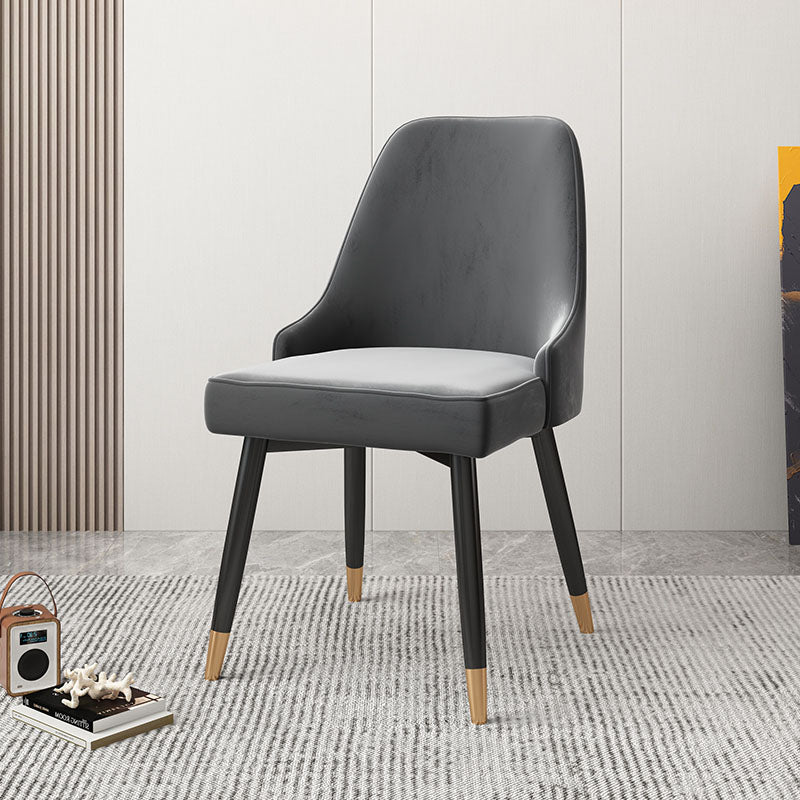 Glam Metal Dining Armless Chairs PU Leather Dining Parsons Chairs for Restaurant Dark Gray-White 1 Piece Clearhalo ' kitchen&dining_furn' 'Dining Chairs' 'Dining Tables & Seating' 'dining_chair' 'furn' 'furn_dining_chair' 'Furniture' 'furniture_dining_chair' 'Kitchen & Dining Furniture' 'kitchen' 4096953