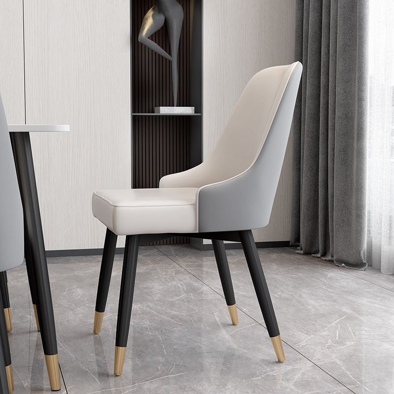 Glam Metal Dining Armless Chairs PU Leather Dining Parsons Chairs for Restaurant Clearhalo ' kitchen&dining_furn' 'Dining Chairs' 'Dining Tables & Seating' 'dining_chair' 'furn' 'furn_dining_chair' 'Furniture' 'furniture_dining_chair' 'Kitchen & Dining Furniture' 'kitchen' 4096955