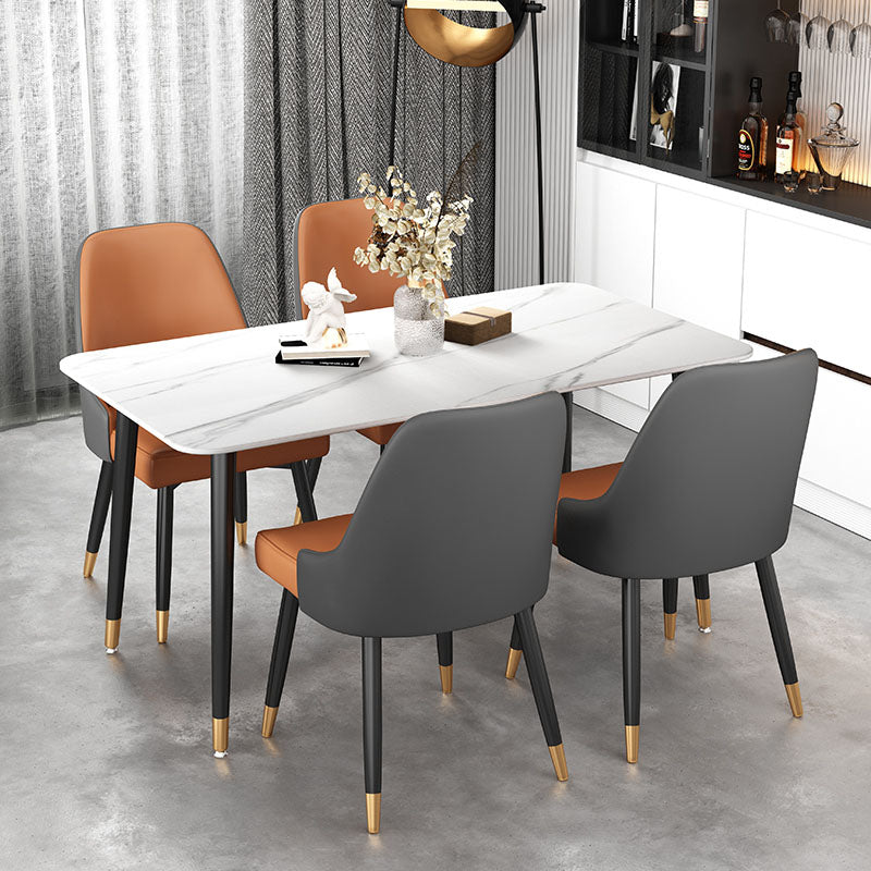 Glam Metal Dining Armless Chairs PU Leather Dining Parsons Chairs for Restaurant Clearhalo ' kitchen&dining_furn' 'Dining Chairs' 'Dining Tables & Seating' 'dining_chair' 'furn' 'furn_dining_chair' 'Furniture' 'furniture_dining_chair' 'Kitchen & Dining Furniture' 'kitchen' 4096957
