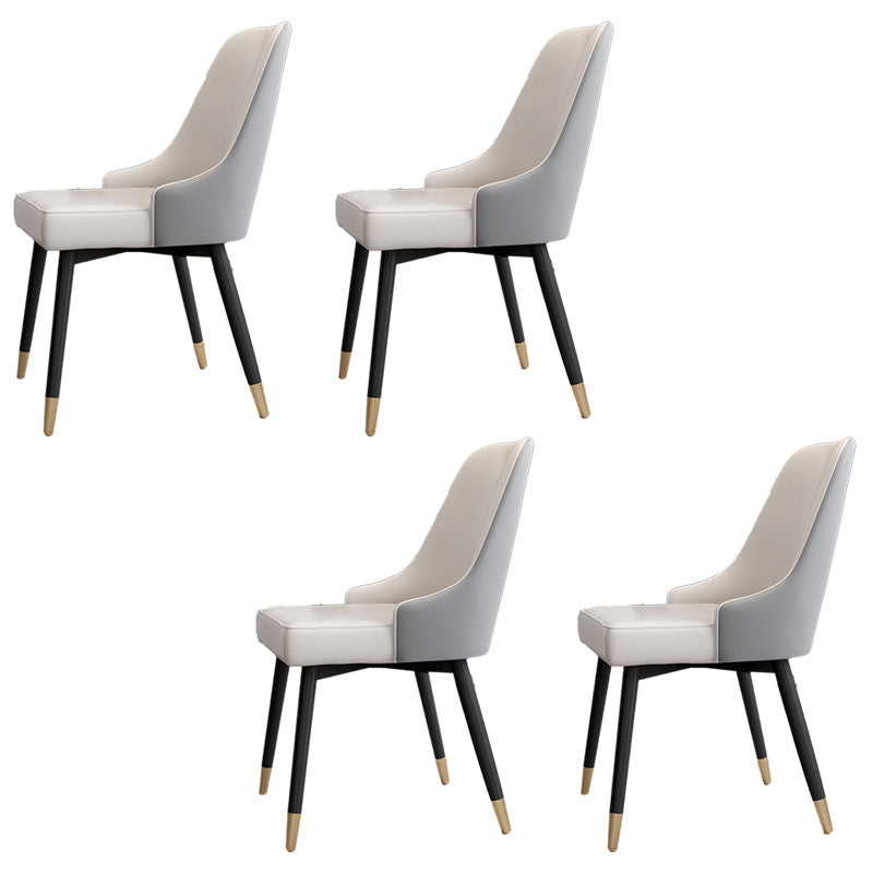 Glam Metal Dining Armless Chairs PU Leather Dining Parsons Chairs for Restaurant Cream Gray 4 Piece Set Clearhalo ' kitchen&dining_furn' 'Dining Chairs' 'Dining Tables & Seating' 'dining_chair' 'furn' 'furn_dining_chair' 'Furniture' 'furniture_dining_chair' 'Kitchen & Dining Furniture' 'kitchen' 4096960