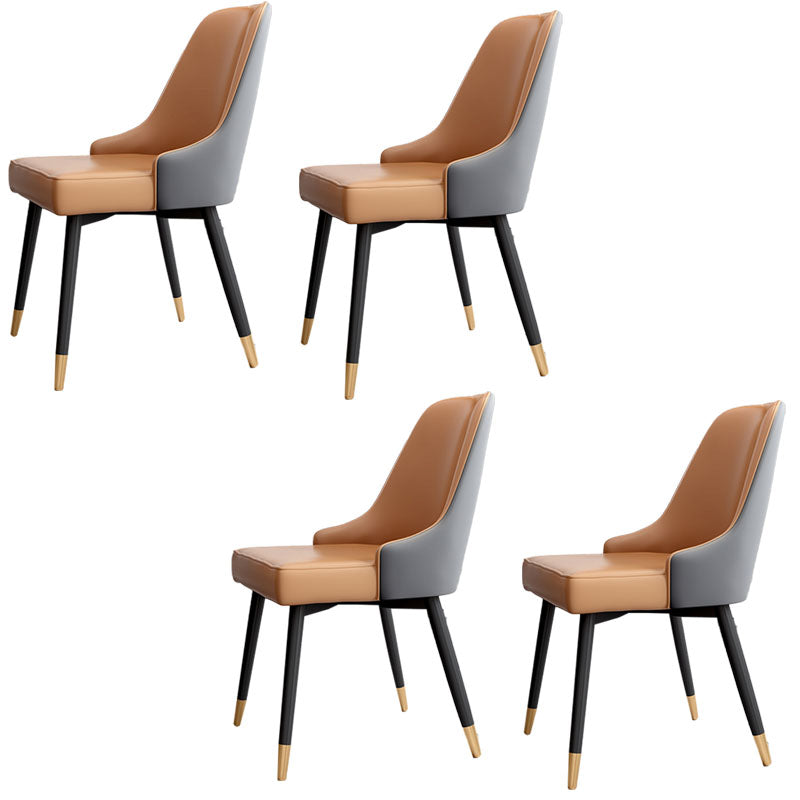 Glam Metal Dining Armless Chairs PU Leather Dining Parsons Chairs for Restaurant Orange 4 Piece Set Clearhalo ' kitchen&dining_furn' 'Dining Chairs' 'Dining Tables & Seating' 'dining_chair' 'furn' 'furn_dining_chair' 'Furniture' 'furniture_dining_chair' 'Kitchen & Dining Furniture' 'kitchen' 4096963