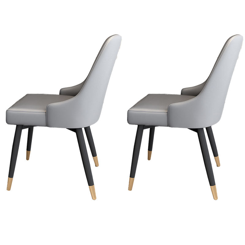 Glam Metal Dining Armless Chairs PU Leather Dining Parsons Chairs for Restaurant Grey 2 Piece Set Clearhalo ' kitchen&dining_furn' 'Dining Chairs' 'Dining Tables & Seating' 'dining_chair' 'furn' 'furn_dining_chair' 'Furniture' 'furniture_dining_chair' 'Kitchen & Dining Furniture' 'kitchen' 4096965