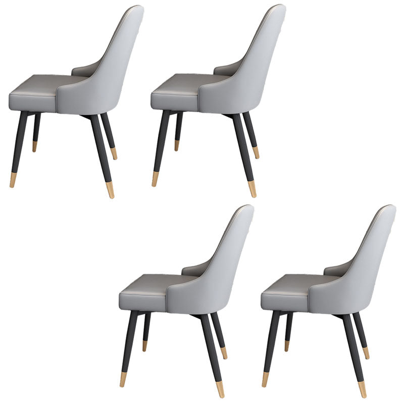 Glam Metal Dining Armless Chairs PU Leather Dining Parsons Chairs for Restaurant Grey 4 Piece Set Clearhalo ' kitchen&dining_furn' 'Dining Chairs' 'Dining Tables & Seating' 'dining_chair' 'furn' 'furn_dining_chair' 'Furniture' 'furniture_dining_chair' 'Kitchen & Dining Furniture' 'kitchen' 4096966