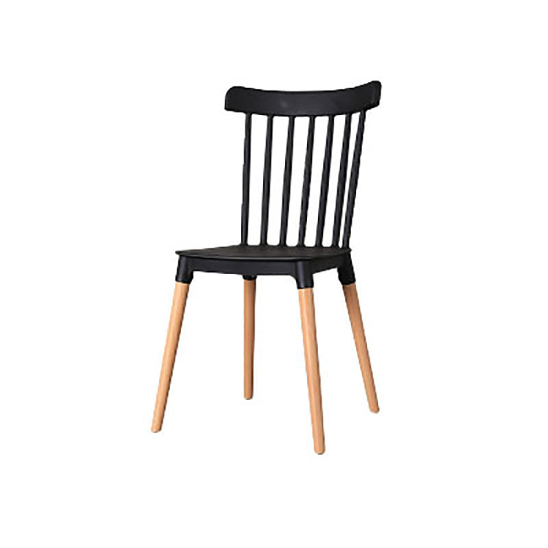 Nordic Style Wood Dining Chair Slat Back Stacking Side Chair for Home Use Black 1 Piece Clearhalo ' kitchen&dining_furn' 'Dining Chairs' 'Dining Tables & Seating' 'dining_chair' 'furn' 'furn_dining_chair' 'Furniture' 'furniture_dining_chair' 'Kitchen & Dining Furniture' 'kitchen' 4096980