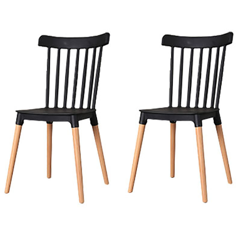 Nordic Style Wood Dining Chair Slat Back Stacking Side Chair for Home Use Black 2 Piece Set Clearhalo ' kitchen&dining_furn' 'Dining Chairs' 'Dining Tables & Seating' 'dining_chair' 'furn' 'furn_dining_chair' 'Furniture' 'furniture_dining_chair' 'Kitchen & Dining Furniture' 'kitchen' 4096983