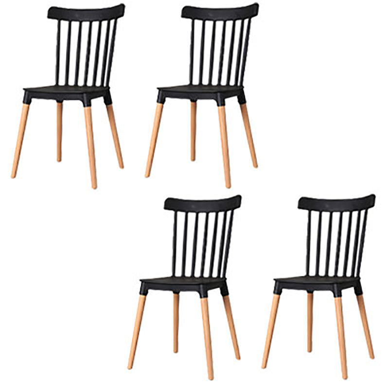 Nordic Style Wood Dining Chair Slat Back Stacking Side Chair for Home Use Black 4 Piece Set Clearhalo ' kitchen&dining_furn' 'Dining Chairs' 'Dining Tables & Seating' 'dining_chair' 'furn' 'furn_dining_chair' 'Furniture' 'furniture_dining_chair' 'Kitchen & Dining Furniture' 'kitchen' 4096984