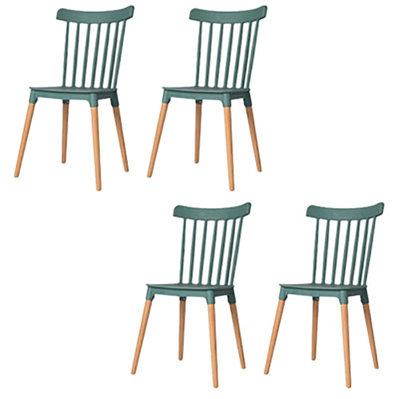 Nordic Style Wood Dining Chair Slat Back Stacking Side Chair for Home Use Blackish Green 4 Piece Set Clearhalo ' kitchen&dining_furn' 'Dining Chairs' 'Dining Tables & Seating' 'dining_chair' 'furn' 'furn_dining_chair' 'Furniture' 'furniture_dining_chair' 'Kitchen & Dining Furniture' 'kitchen' 4096990
